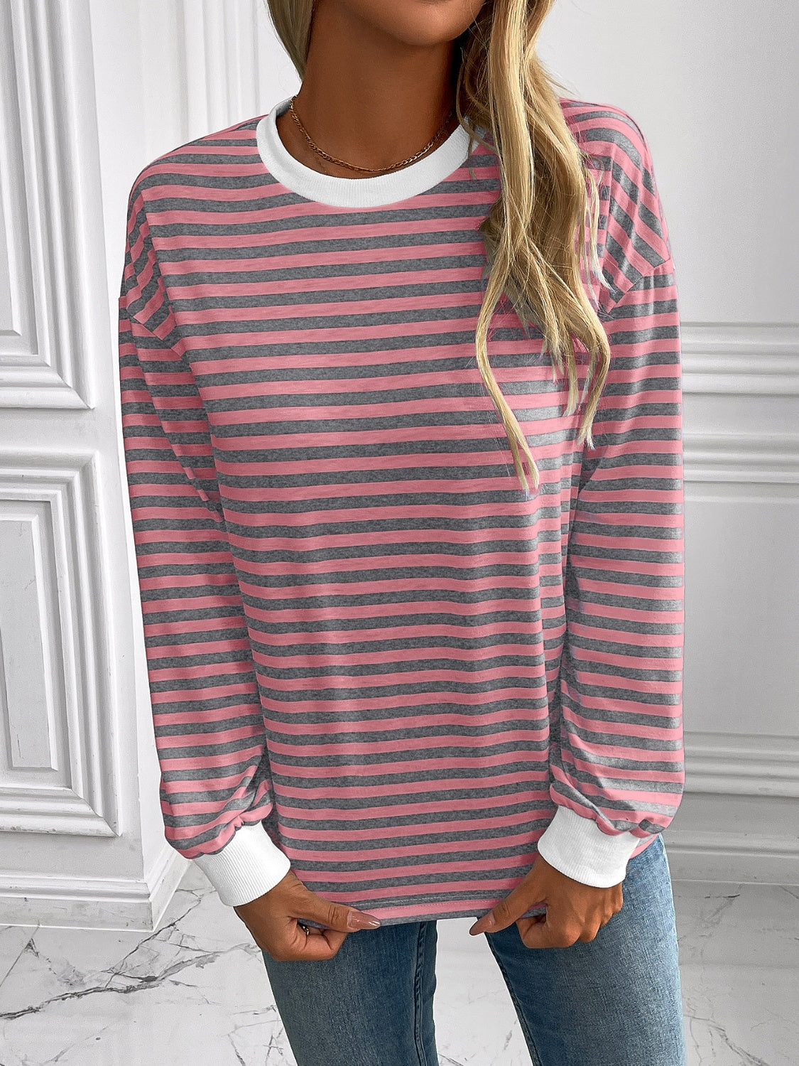Ivy Lane Striped Long Sleeve Sweatshirt