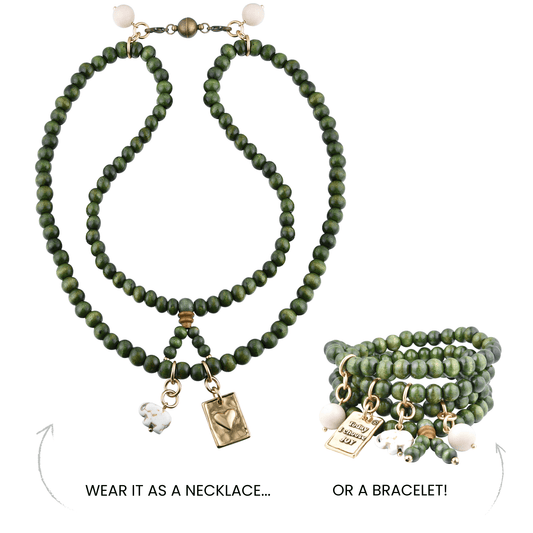 Today I Choose Joy Heart Wood Boho Wrap Bracelet/Necklace