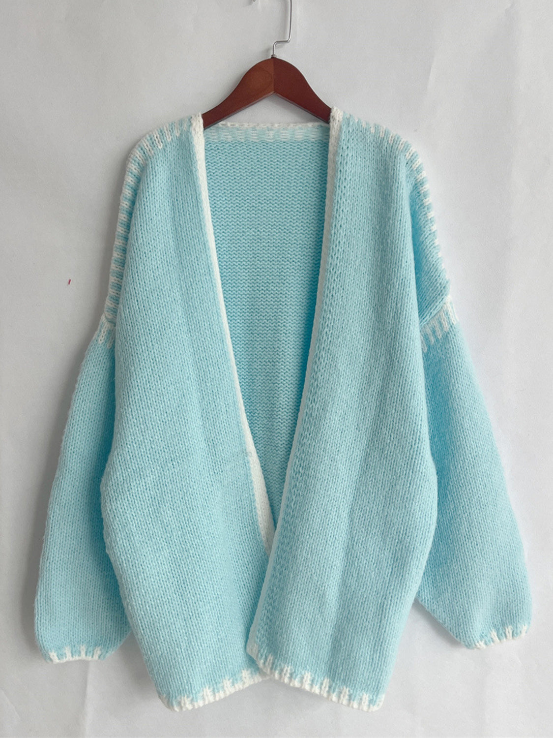 Double Take Stitched Open Front Cardigan