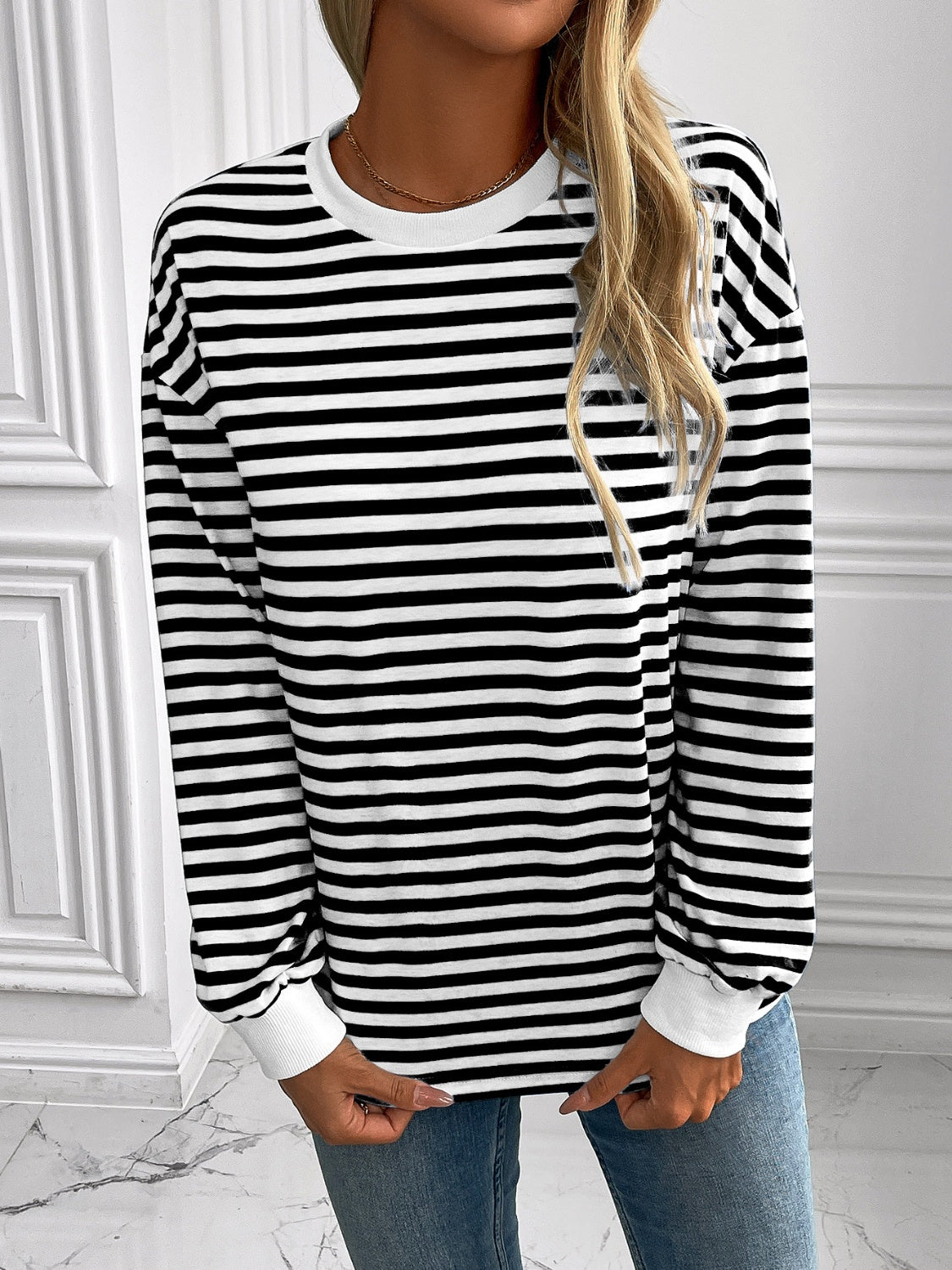 Ivy Lane Striped Long Sleeve Sweatshirt