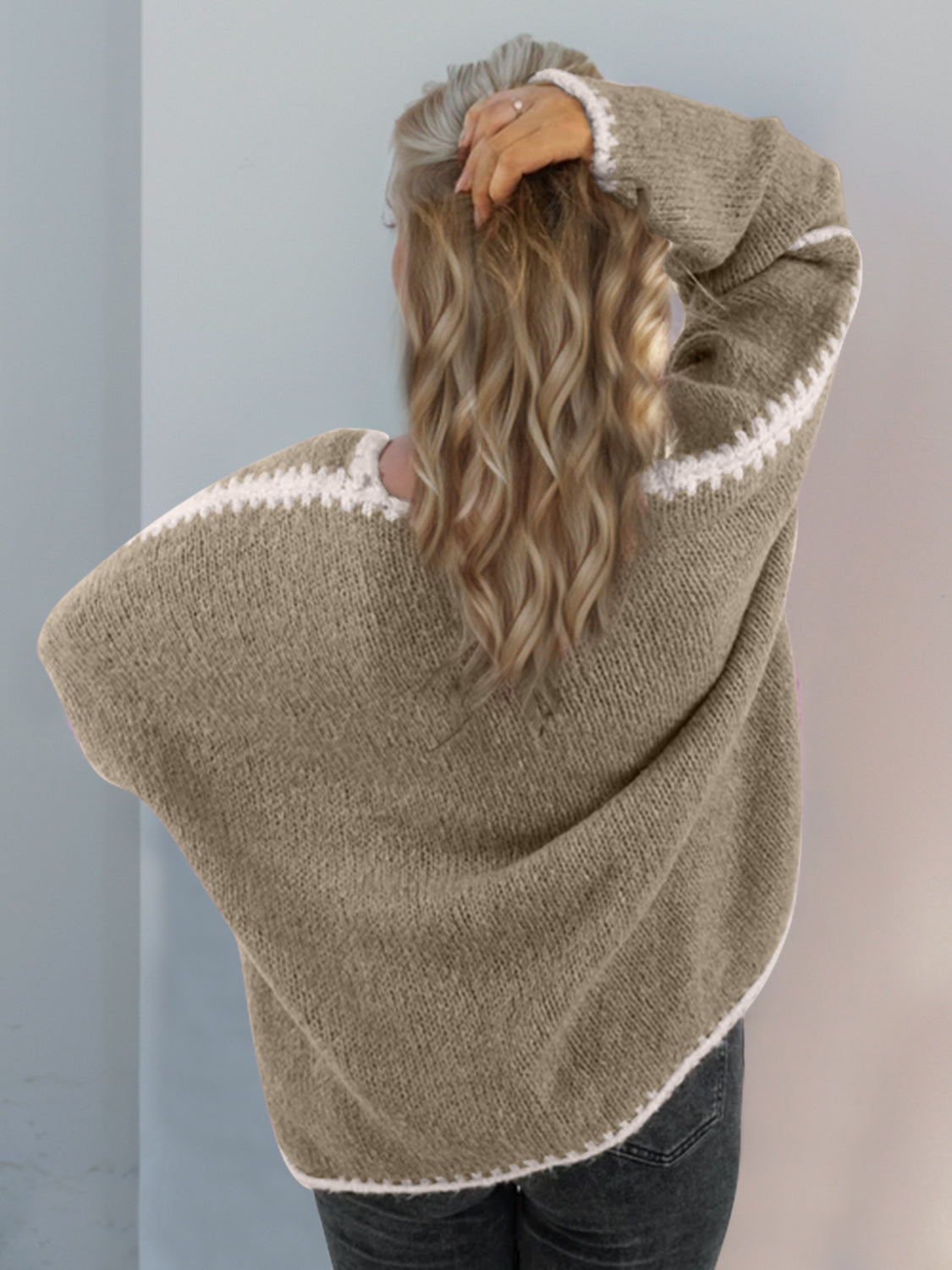 Double Take Stitched Open Front Cardigan