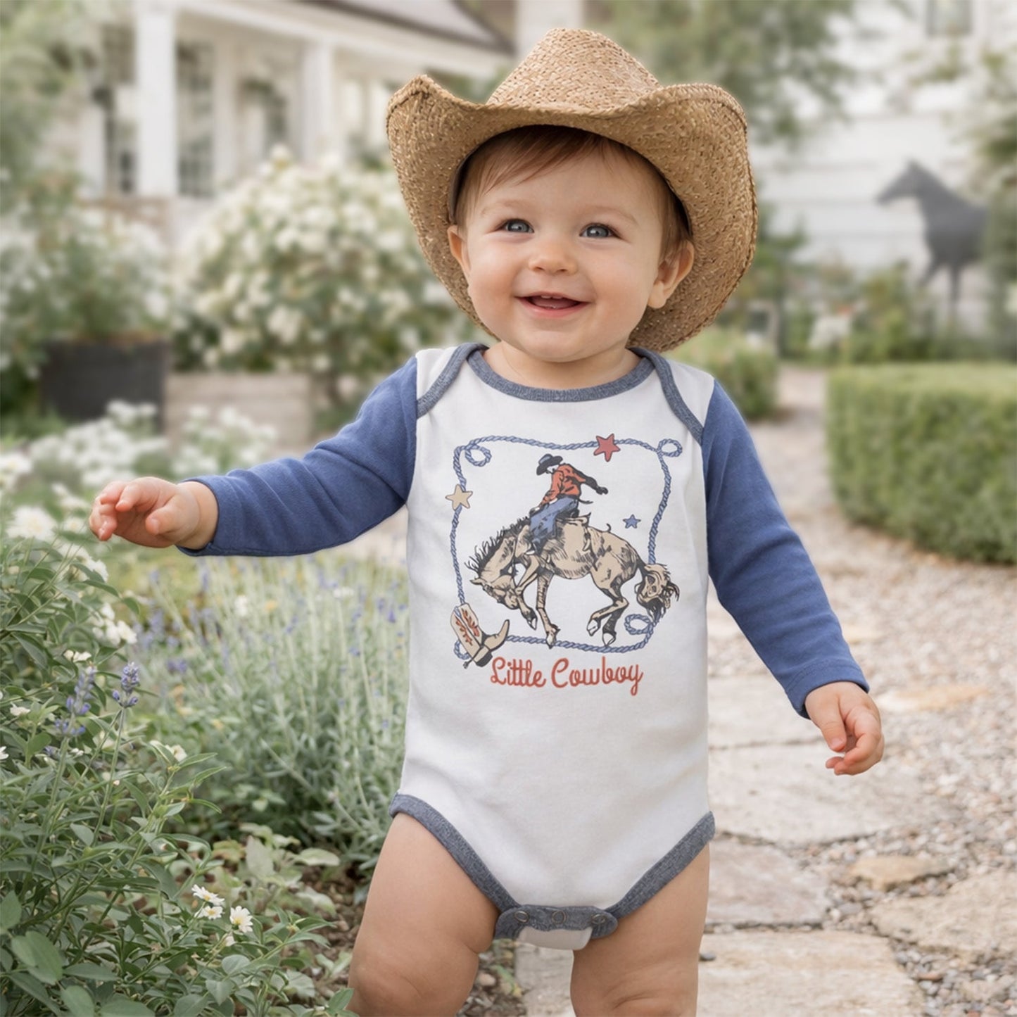 Little Cowboy Baby Bodysuit - Cotton Western Style