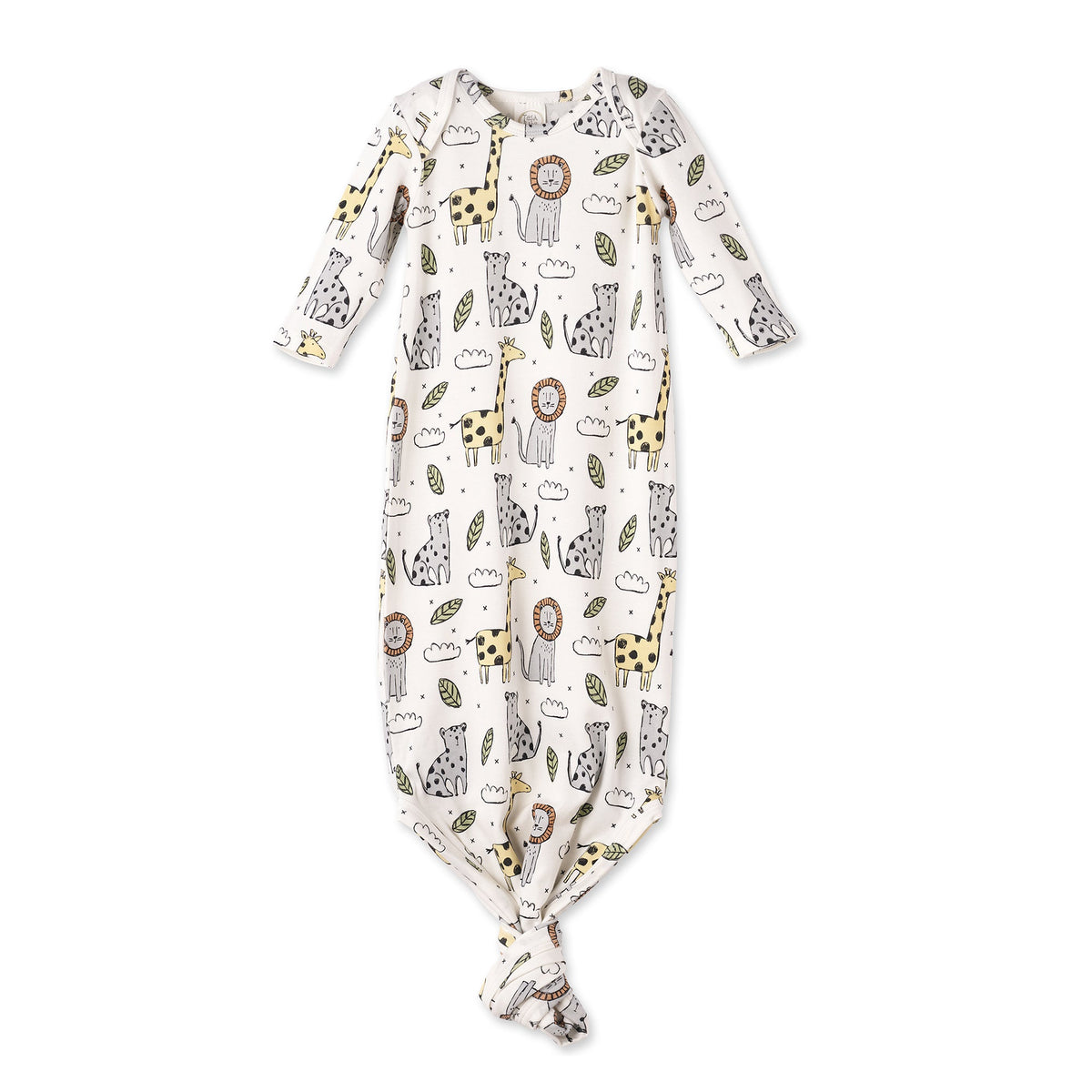 Safari Snuggles Bamboo Baby Knotted Gown Jungle Print