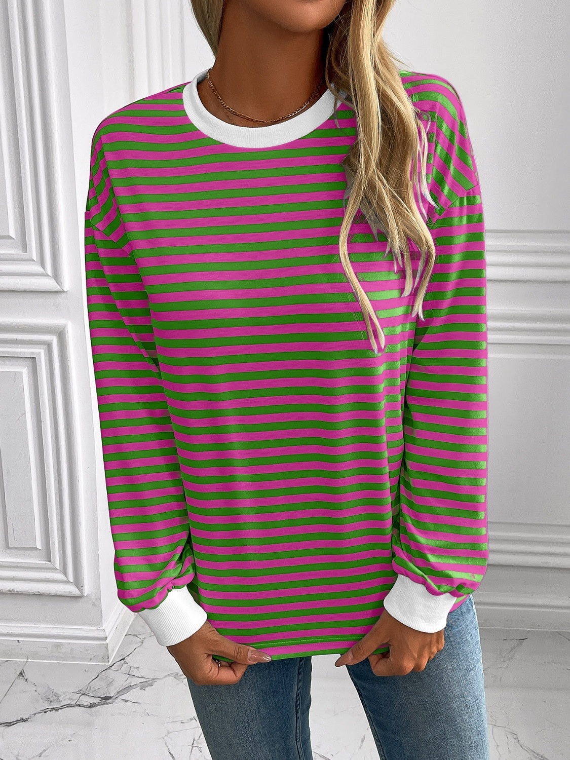 Ivy Lane Striped Long Sleeve Sweatshirt