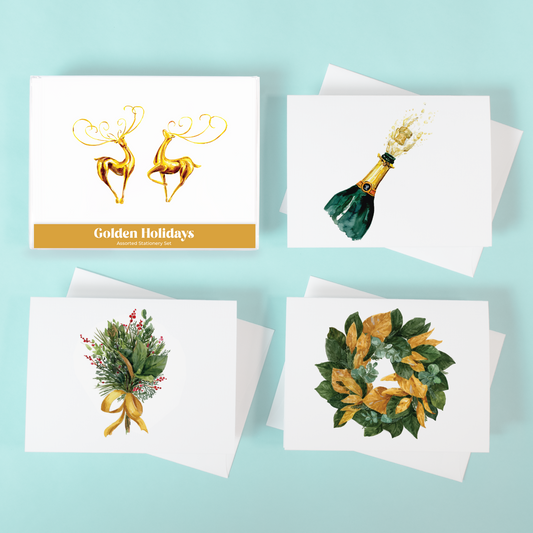 Golden Holiday Assorted Stationery Set