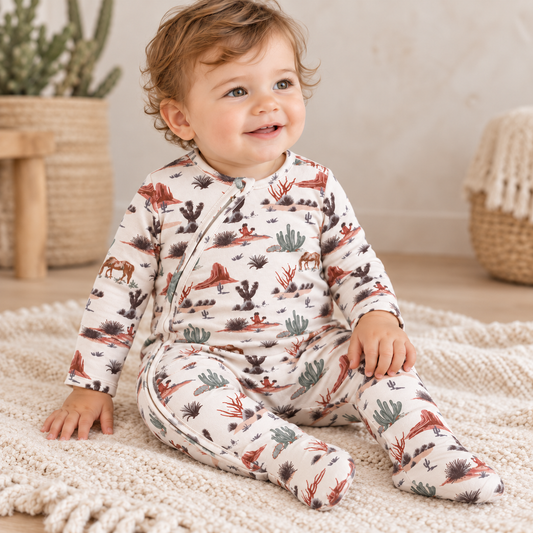 Cactus Trails Bamboo Zipper Romper