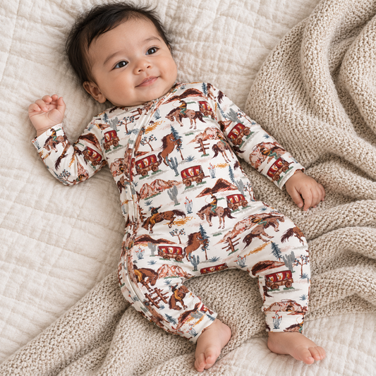 Cowboy Bamboo Zipper Romper - Newborn