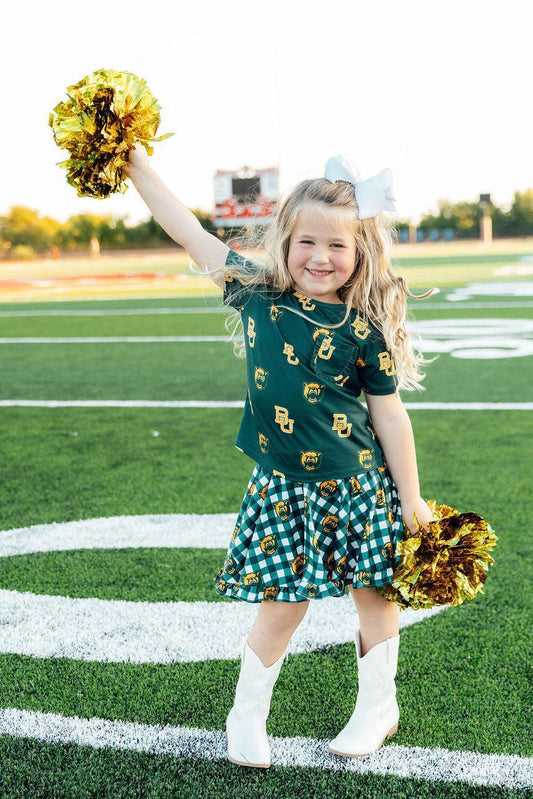 Baylor Green Bear Ruffle Pocket Tee
