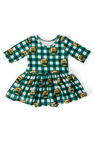 Baylor Plaid Bear 3/4 Sleeve Twirl Bodysuit