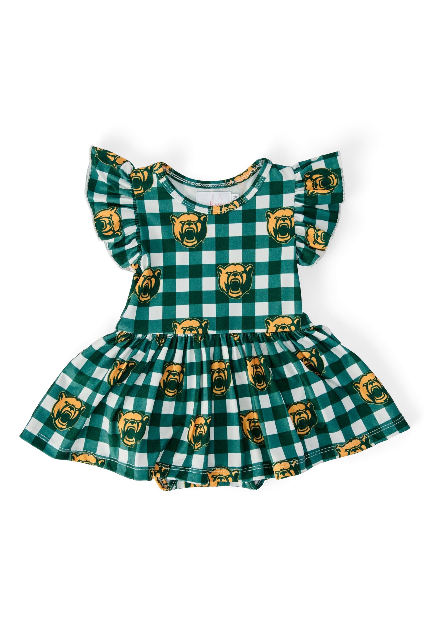 Baylor Plaid Bear Flutter Twirl Bodysuit