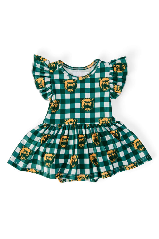 Baylor Plaid Bear Flutter Twirl Bodysuit