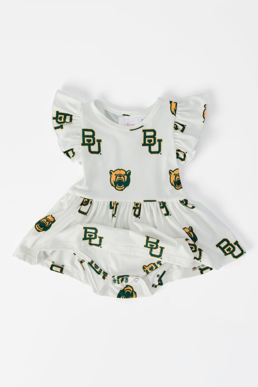 Baylor White Bear Flutter Twirl Bodysuit