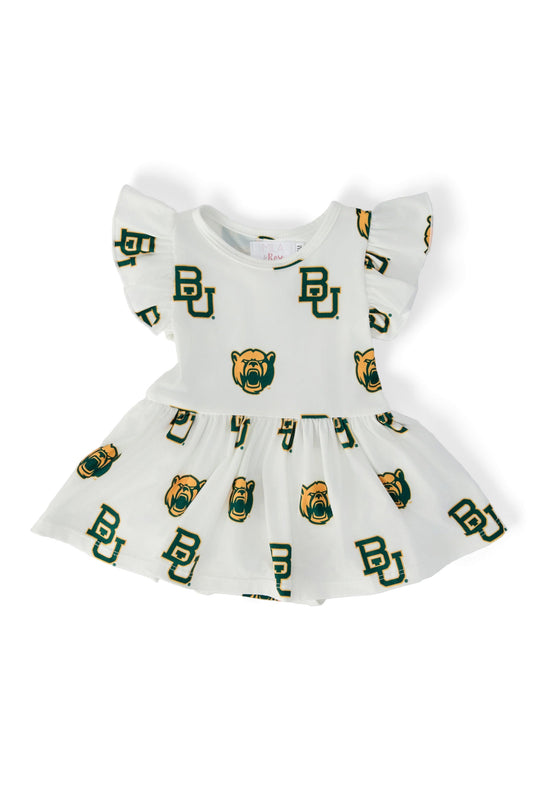 Baylor White Bear Flutter Twirl Bodysuit