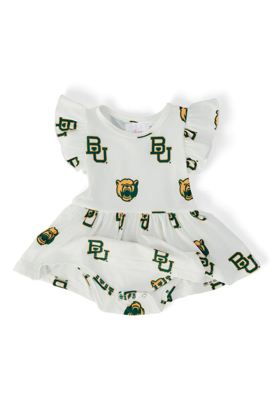 Baylor White Bear Flutter Twirl Bodysuit