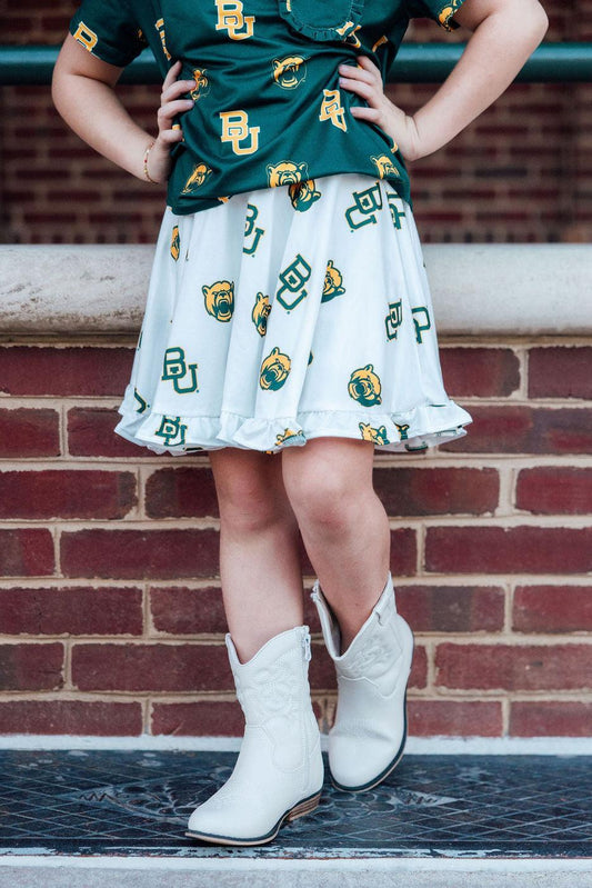 Baylor White Bear Ruffle Twirl Skort