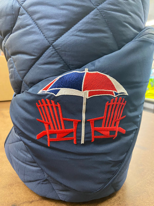 Beach Day on Navy Puffer Blanket