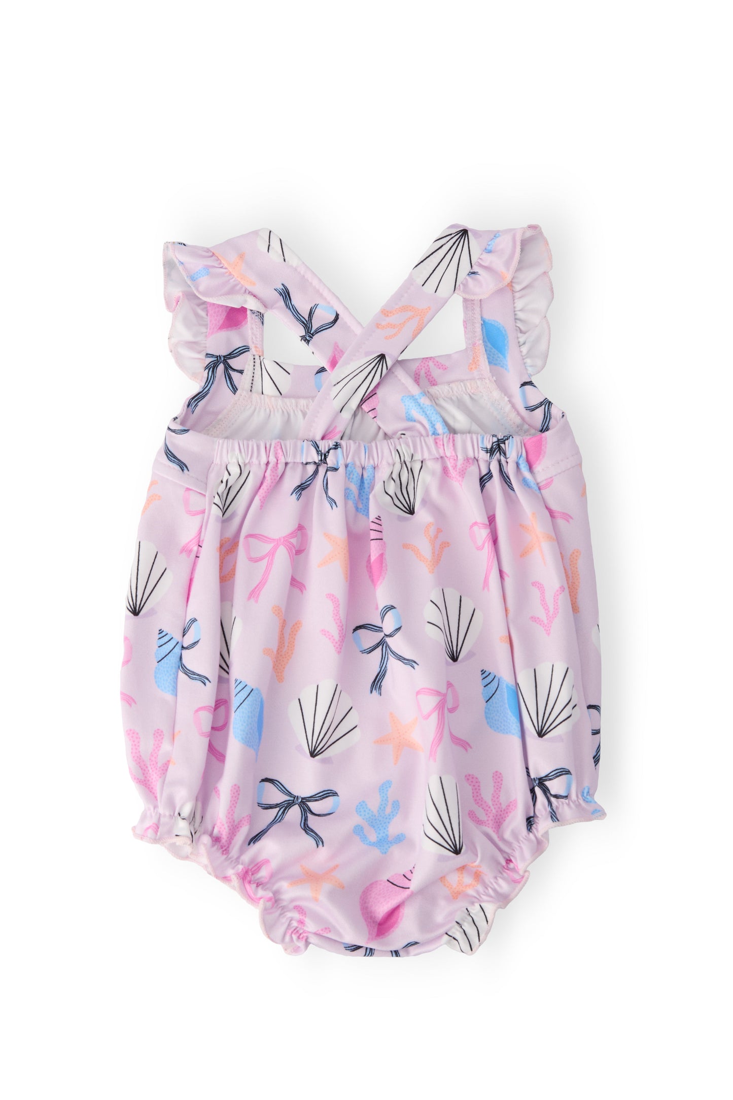 Beachside Bows Ruffle Cross Back Romper