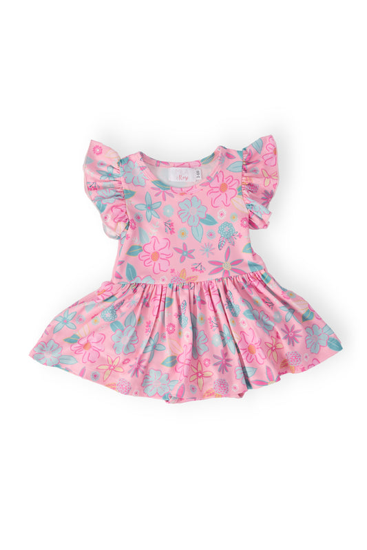 Beachy Blooms S/S Flutter Twirl Bodysuit