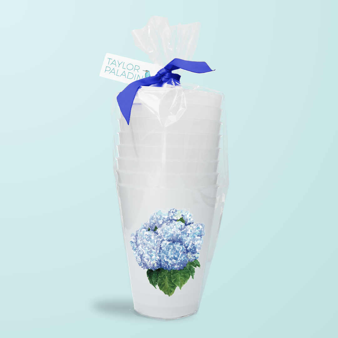 Blue Hydrangea Frosted Cups