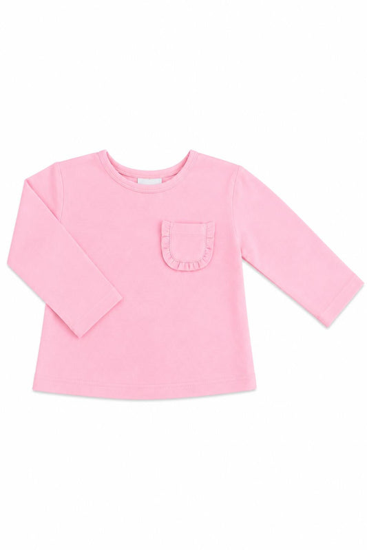Bubblegum Pink L/S Ruffle Pocket Tee