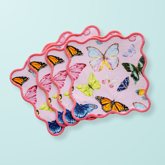 Pink Butterflies Cocktail Squares