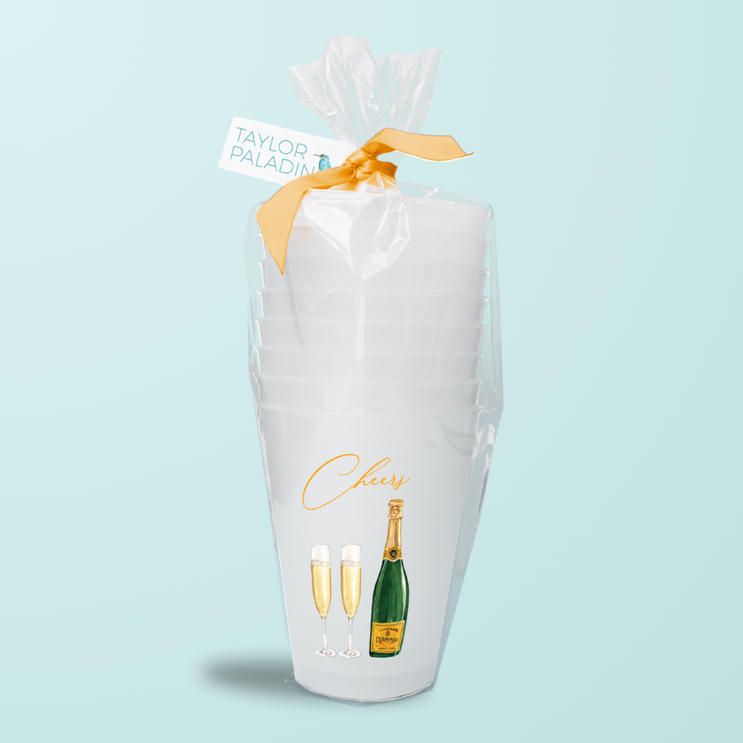 Cheers Champagne Bottle Frosted Cup