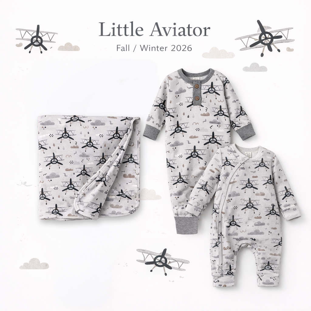 Airplane Henley Romper – Soft Bamboo Baby Outfit