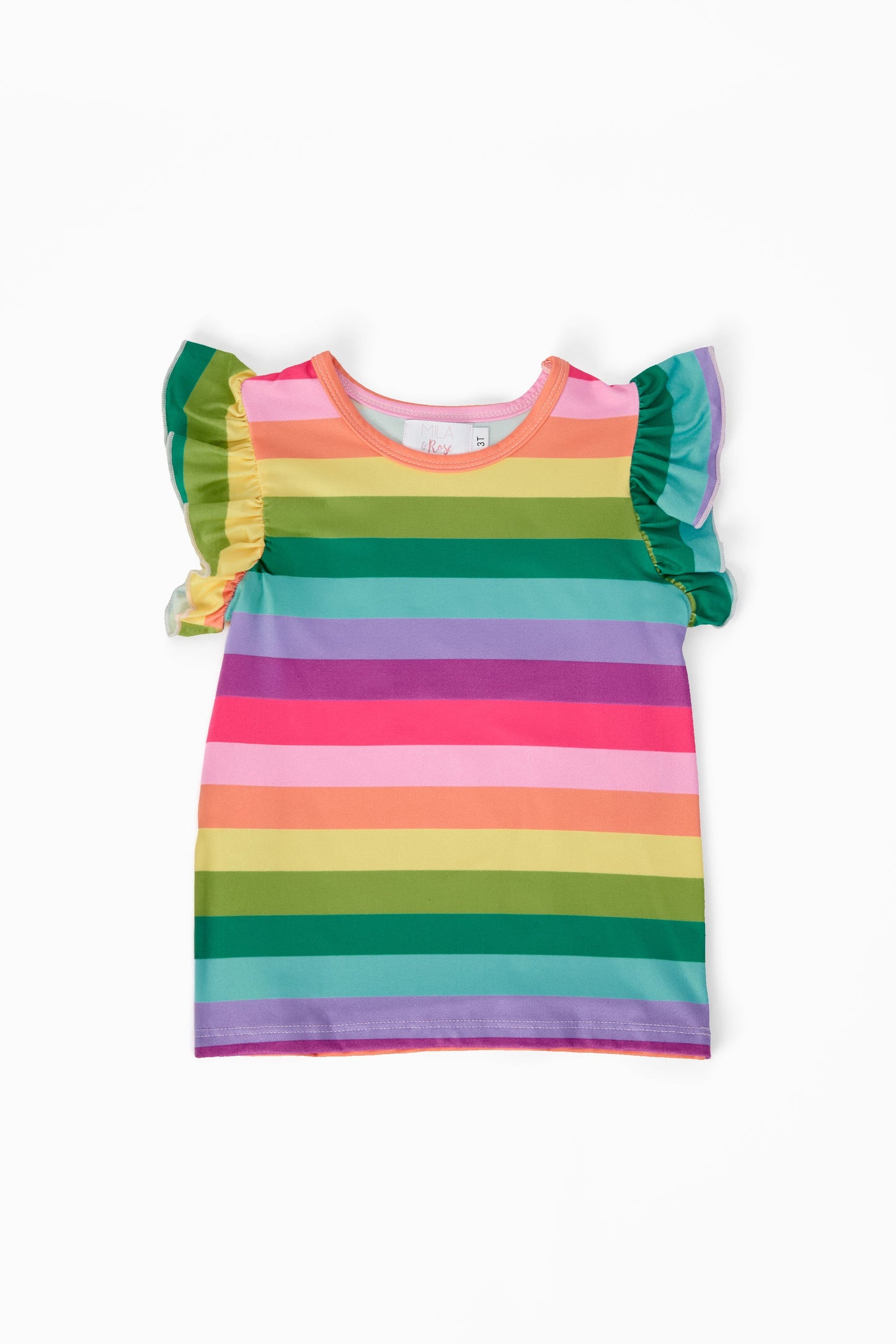Cheerful Stripes S/S Ruffle Tee