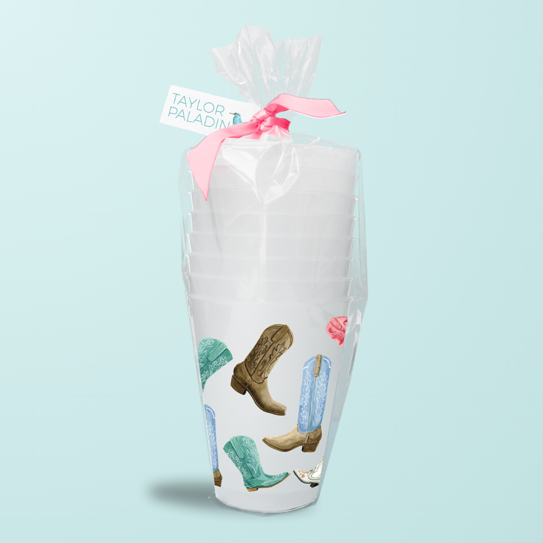 Colorful Cowboy Boots Frosted Cups