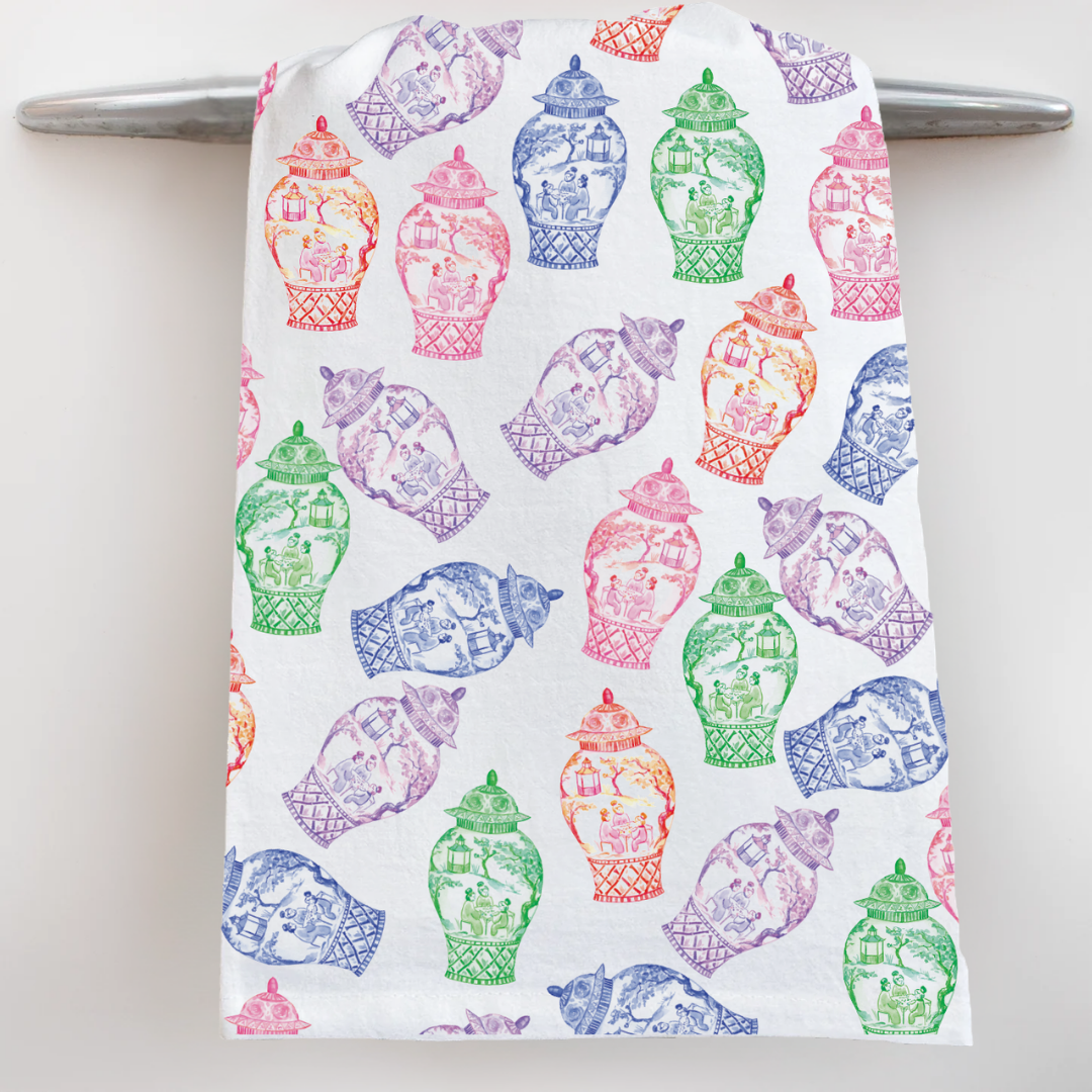 Colorful Ginger Jars Tea Towel