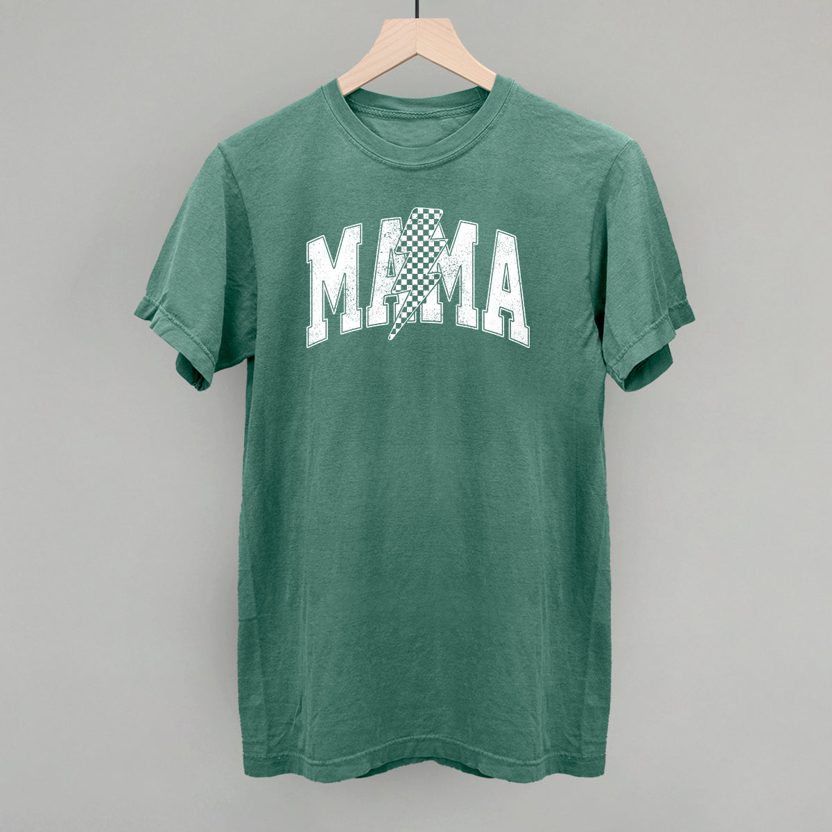 Mama Checkered Lightning Bolt Distressed
