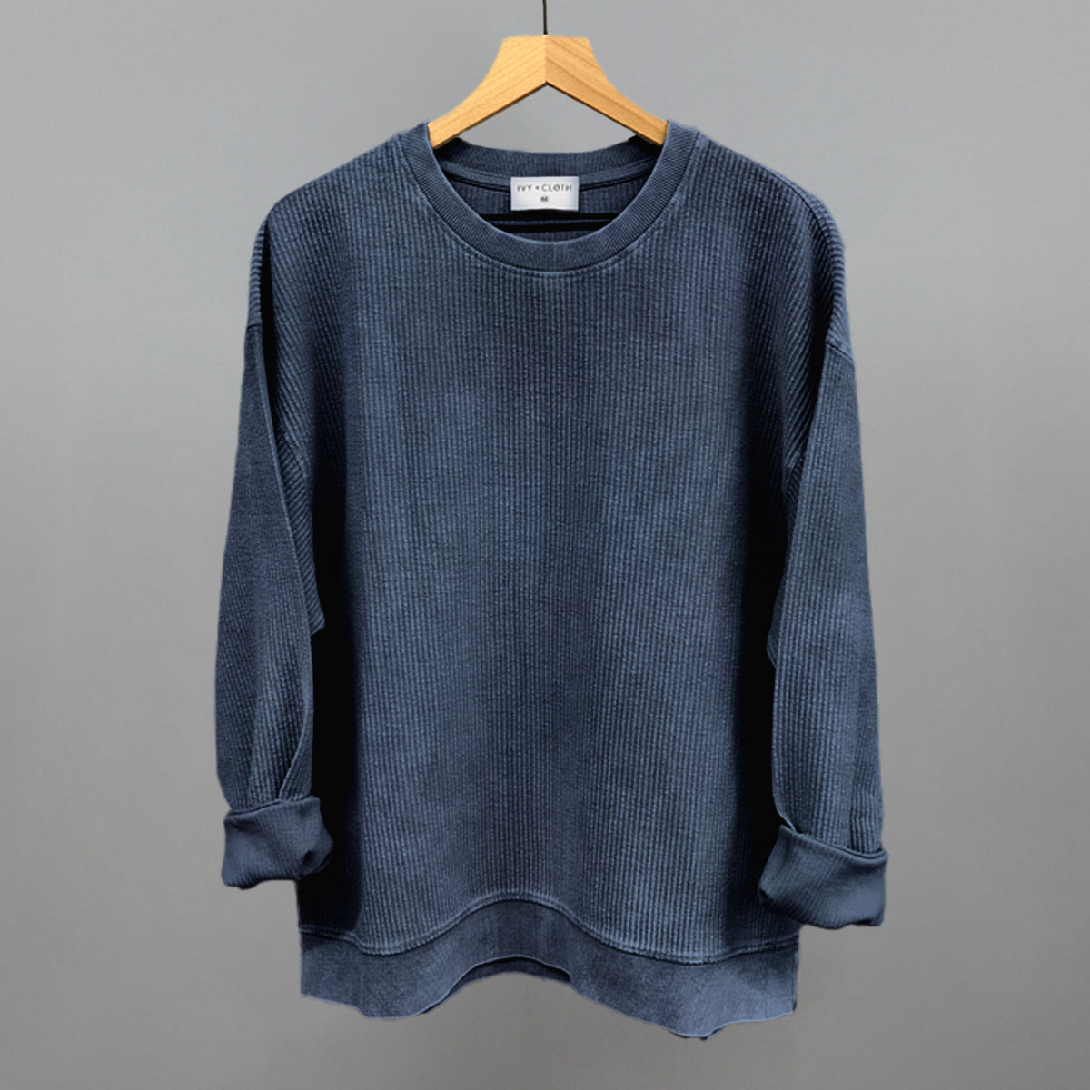 Navy Oversized Corded Crew