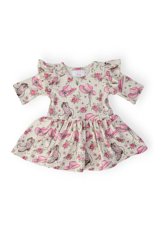 Cowgirl Cutie 3/4 Sleeve Flutter Twirl Bodysuit