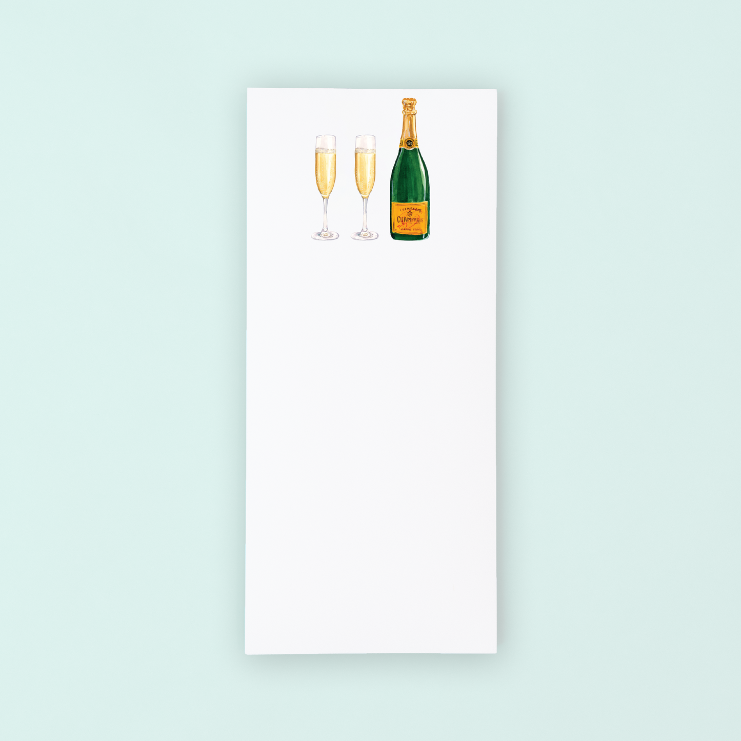 Champagne Bottle and glasses List Pad
