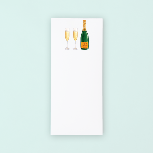 Champagne Bottle and glasses List Pad