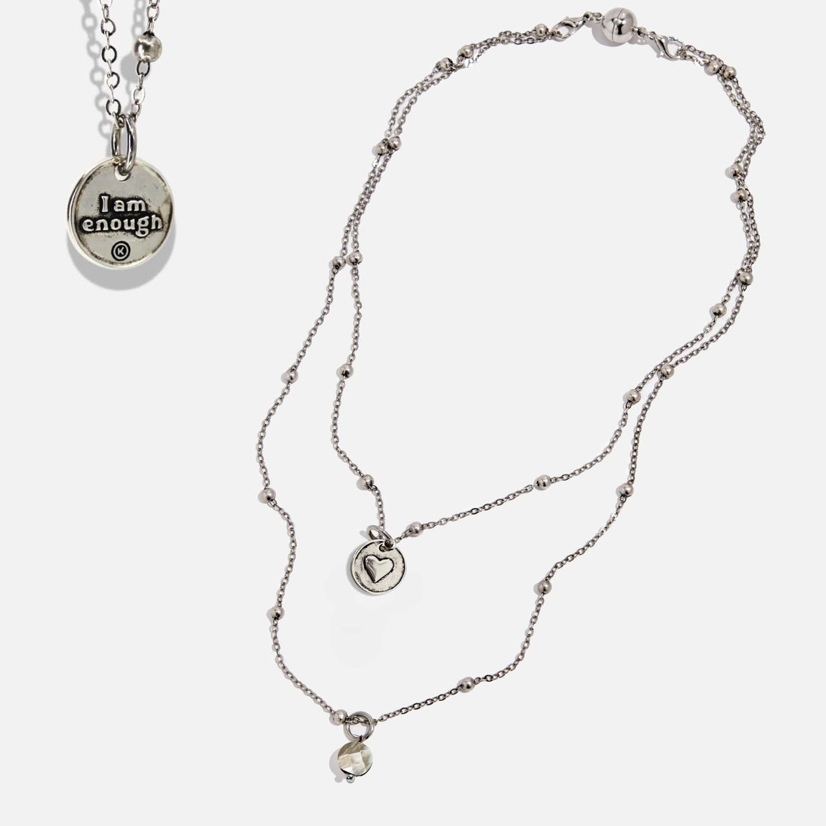I Am Enough Heart Dainty Necklace