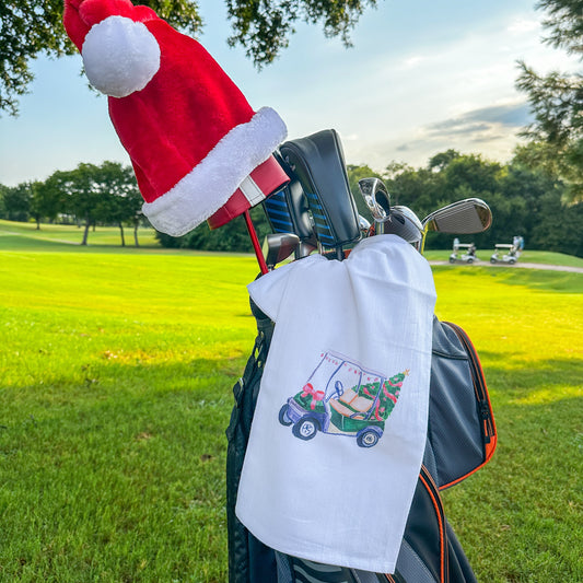 Christmas Golf Cart Tea Towel