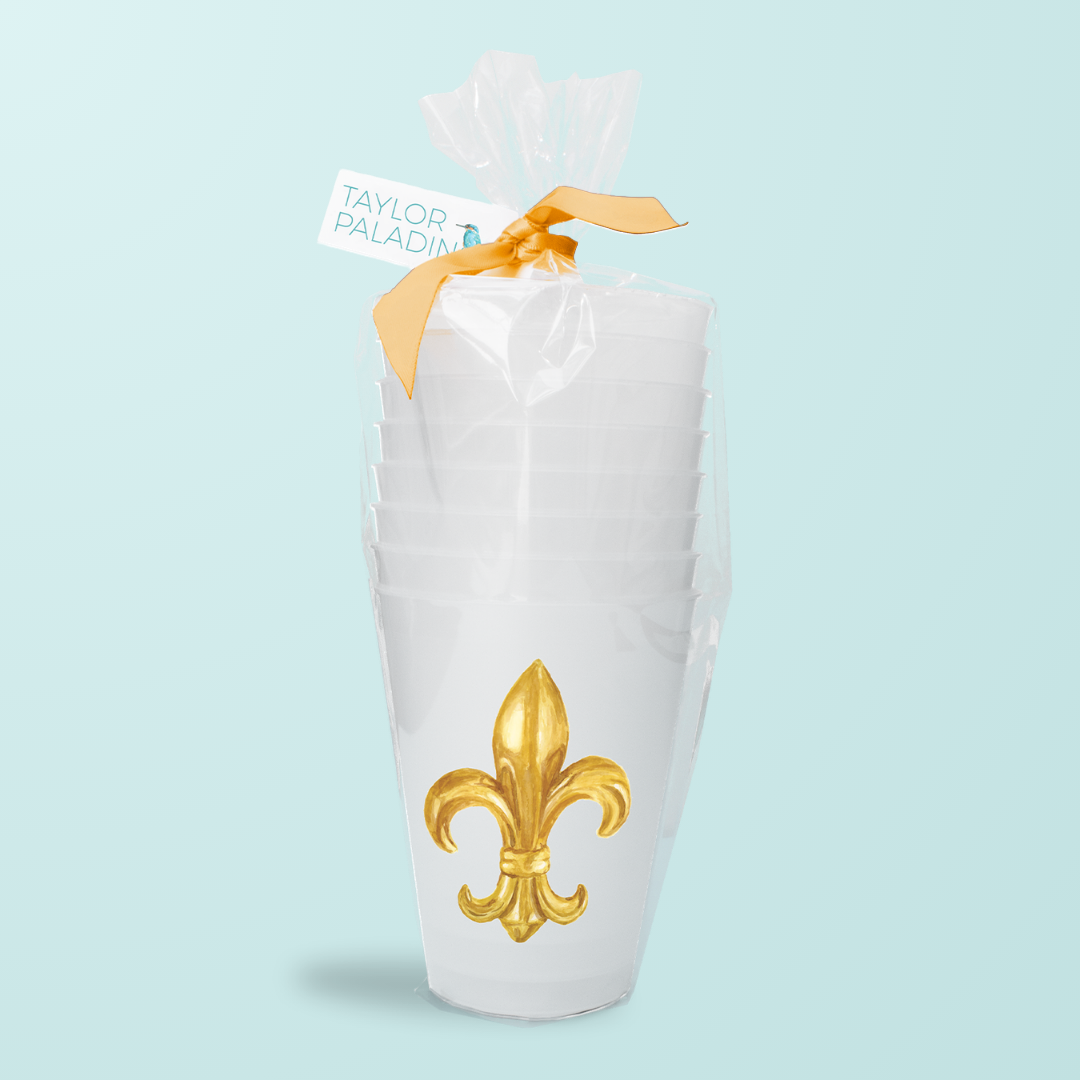 Gold Fleur De Lis Frosted Cups