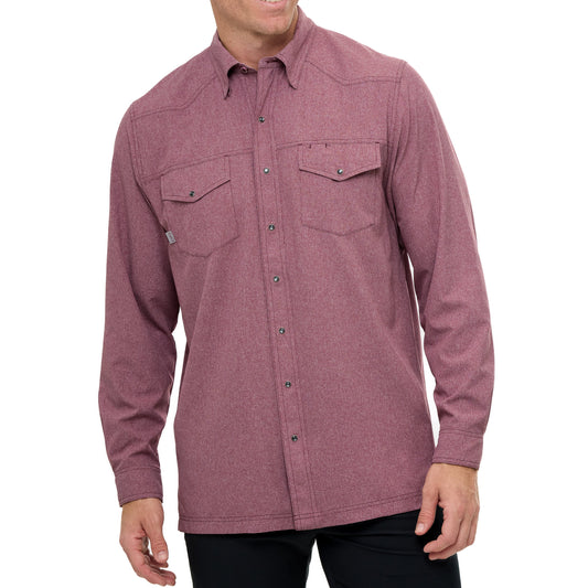 Maroon Pearl Snap Shirt | Long Sleeve