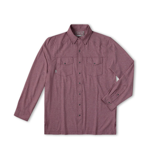 Maroon Pearl Snap Shirt | Long Sleeve