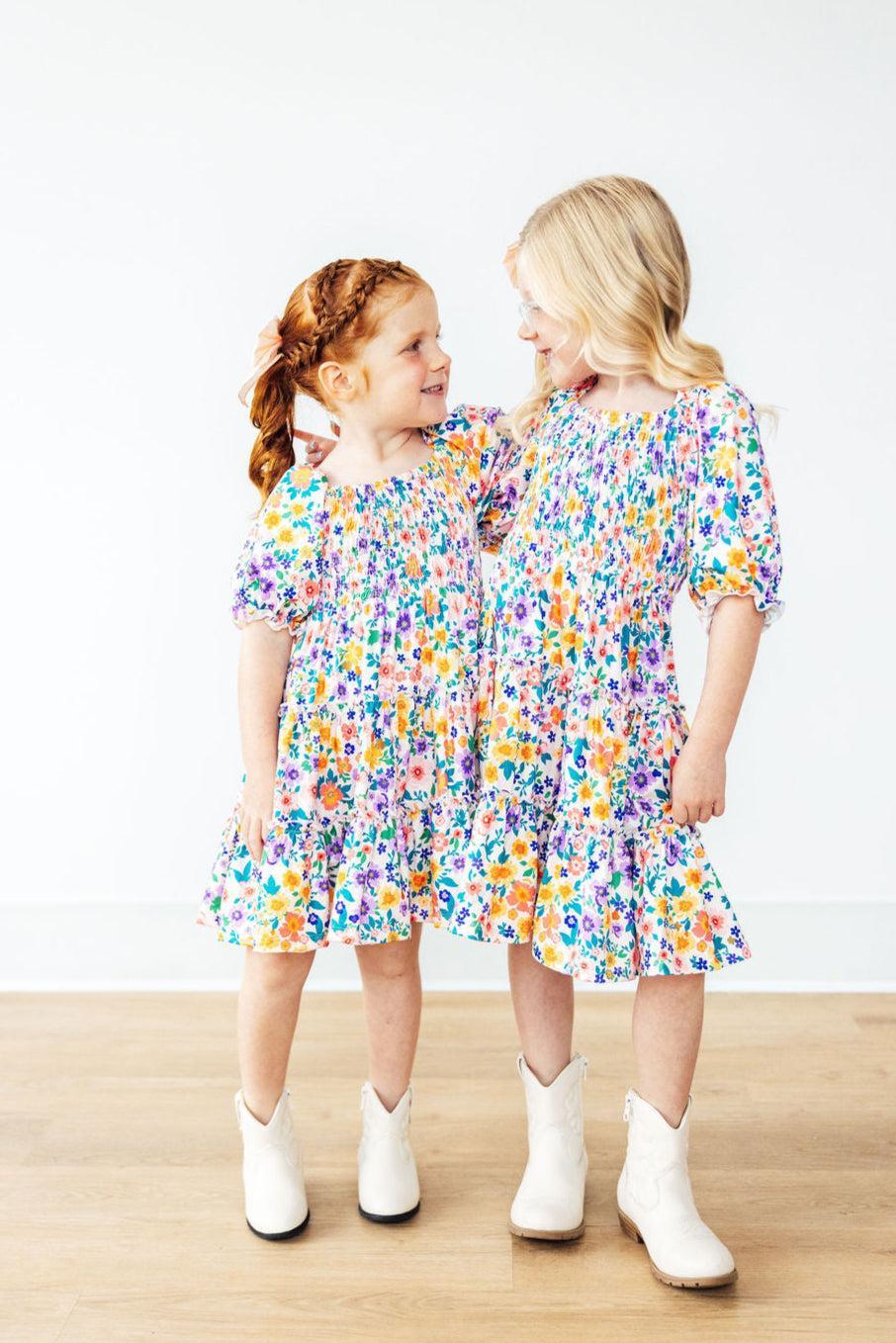Garden Groove Smocked Ruffle Dress