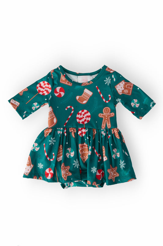 Gingerbread House 3/4 Sleeve Twirl Bodysuit
