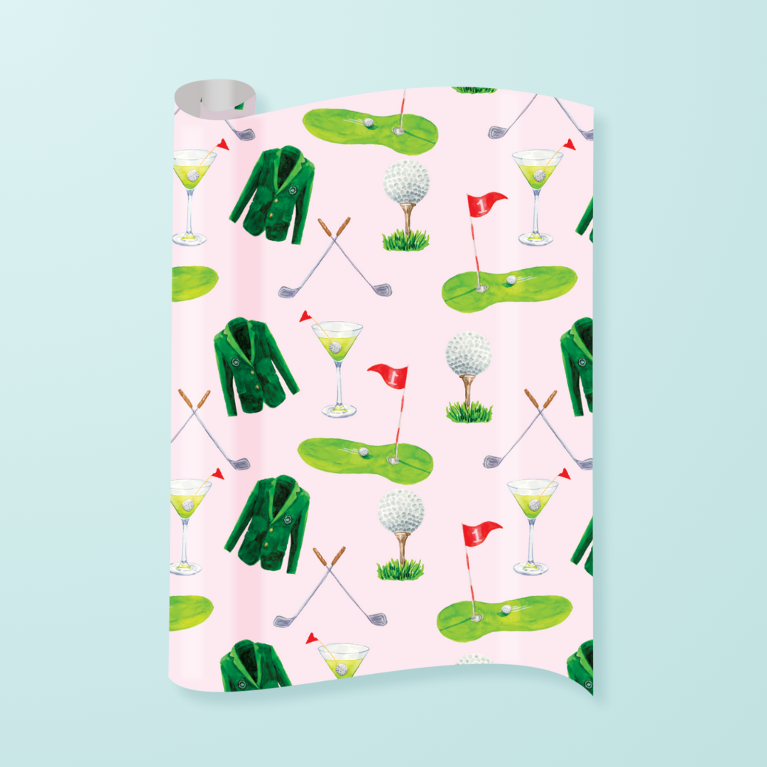 Golf & Cocktails Pattern Gift Wrap