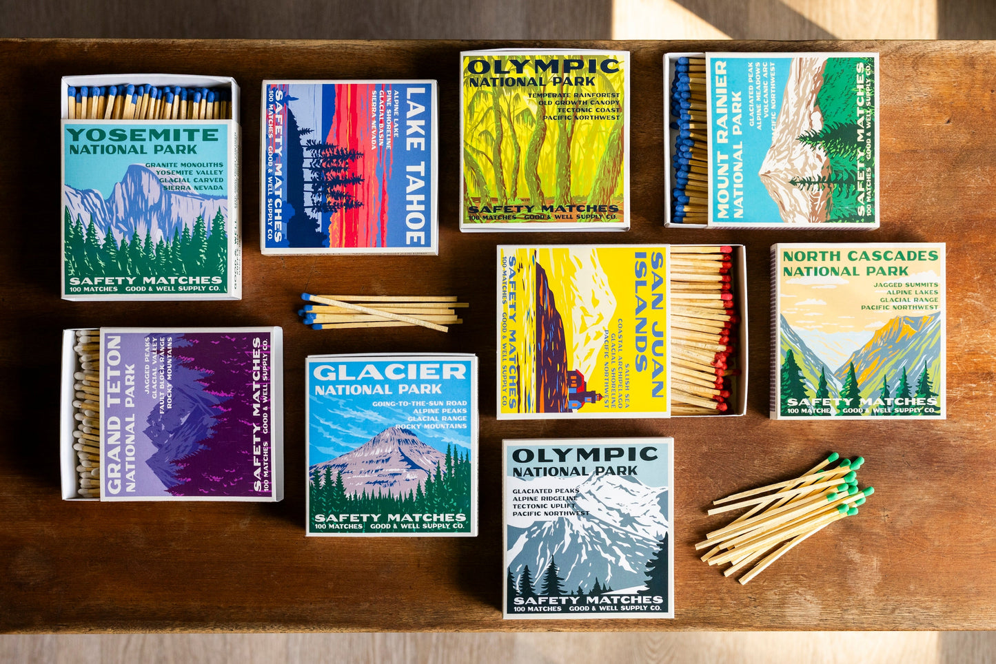 Olympic Mountains Vintage National Park Cabin Matches