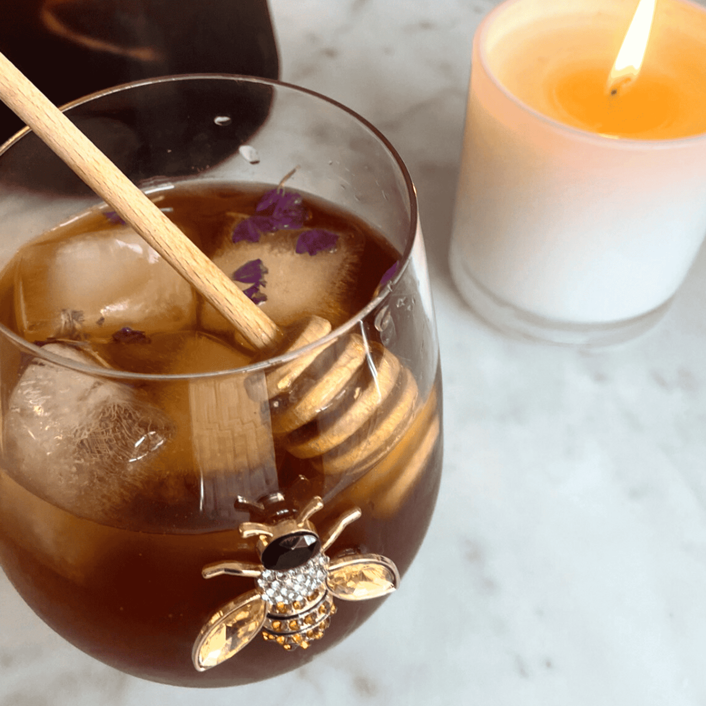 Jeweled Bee Stemless Wine Glasses