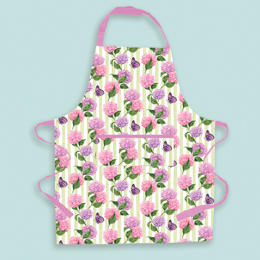 Pink and Purple Hydrangea Apron