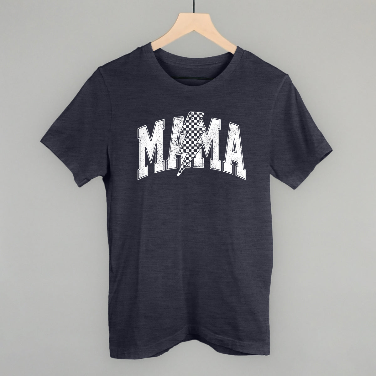 Mama Checkered Lightning Bolt Distressed