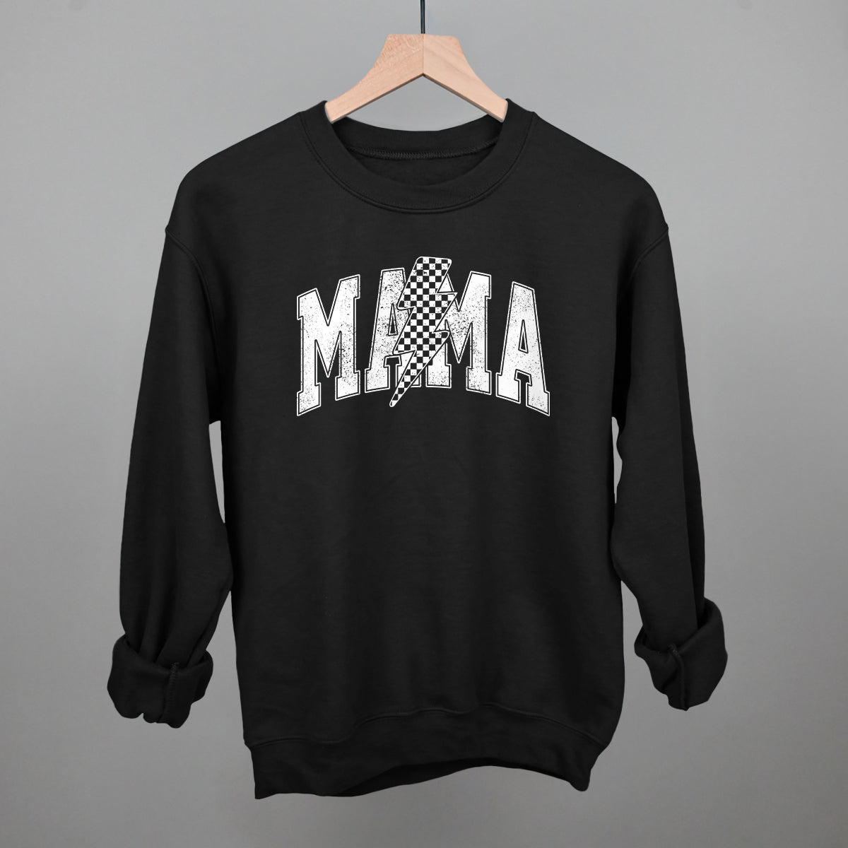 Mama Checkered Lightning Bolt Distressed