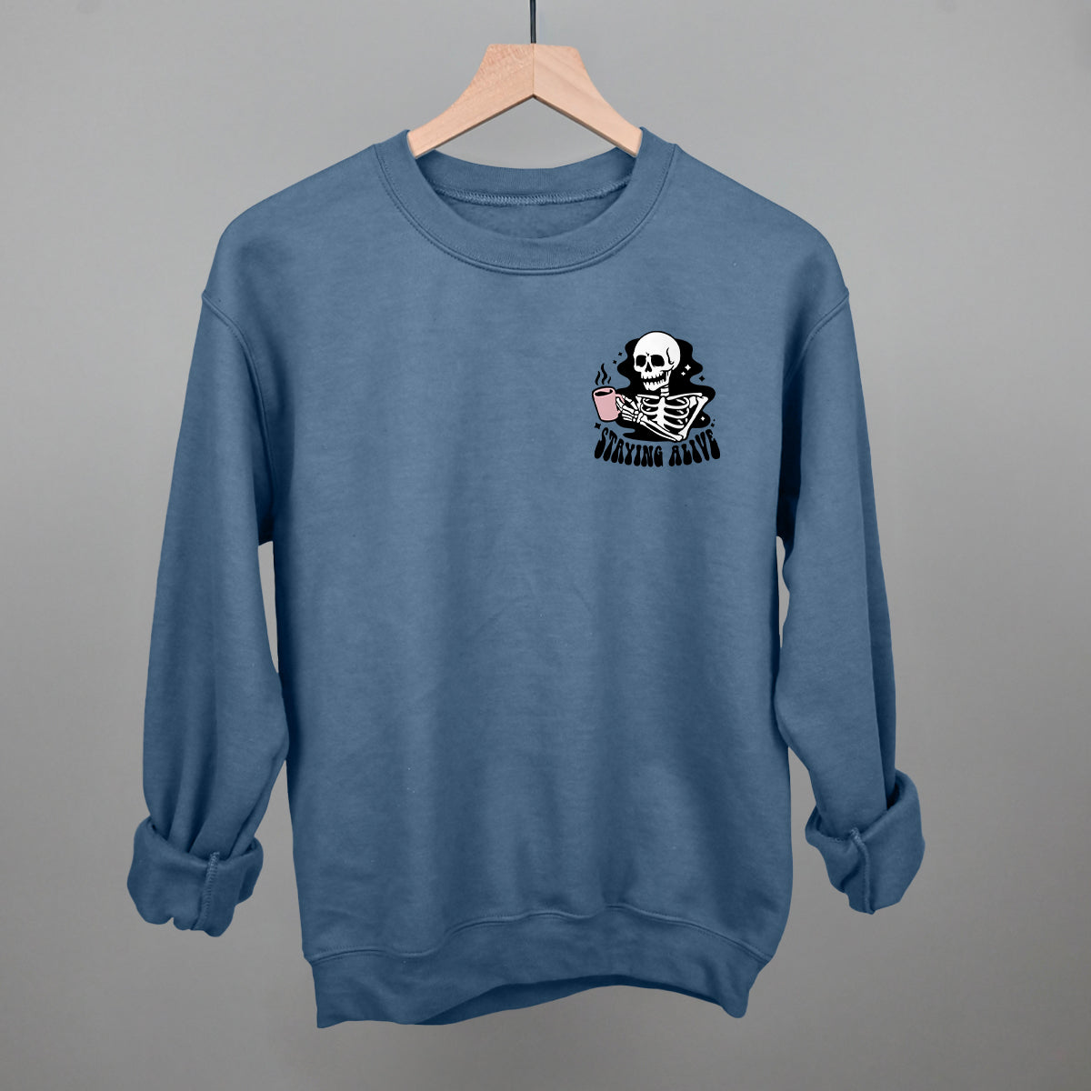 Staying Alive Coffee Skeleton (Left Chest)