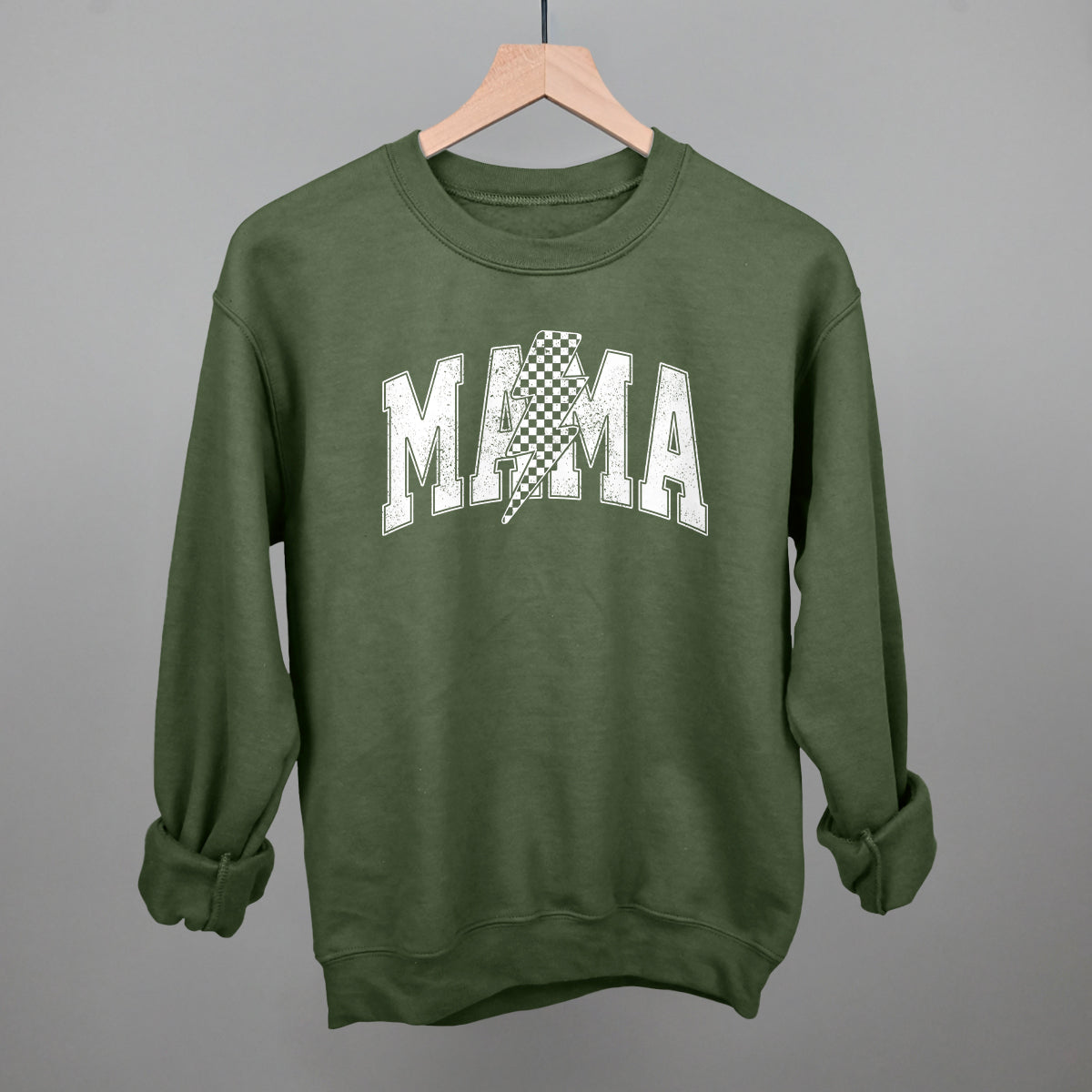 Mama Checkered Lightning Bolt Distressed